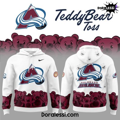 Colorado Avalanche Teddy Bear Toss White Hoodie