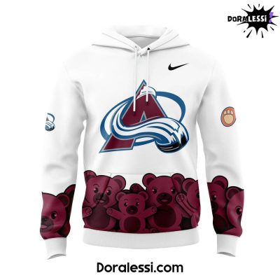 Colorado Avalanche Teddy Bear Toss White Hoodie