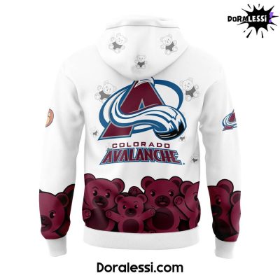 Colorado Avalanche Teddy Bear Toss White Hoodie