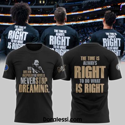 Dallas Mavericks x 2025 Martin Luther King Day Never Stop Dreaming Black Tee