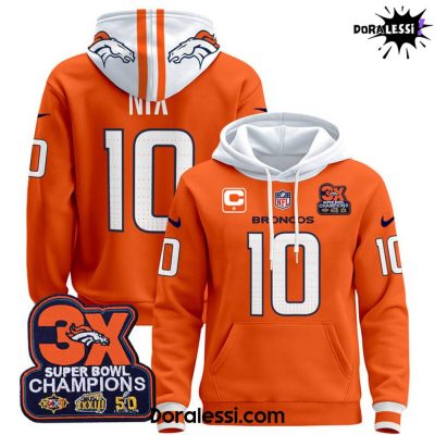 Denver Broncos 3X Champions Orange Hoodie