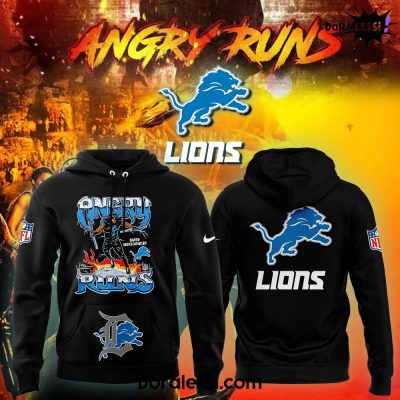 Detroit Lions 2024 Angry Runs Premium Limited Black Hoodie