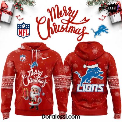 Detroit Lions 2024 Merry Christmas Premium Limited Red Hoodie