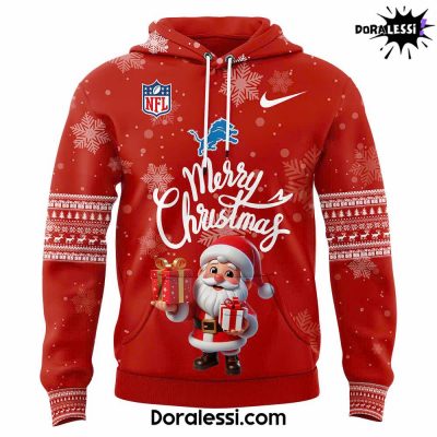 Detroit Lions 2024 Merry Christmas Premium Limited Red Hoodie