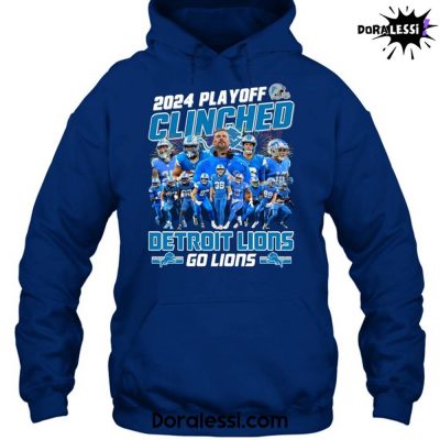 Detroit Lions 2024 Playoffs Clinched Go Lions Blue Hoodie