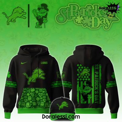 Detroit Lions NFL x St.Patrick’Day Limited Edition Black Hoodie