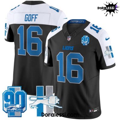 Detroit Lions Throwback 90th Year Patch Vapor Limited Football Jersey