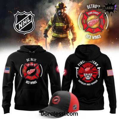 Detroit Red Wings NHL 2025 Firefighter Appreciation Night Black Hoodie