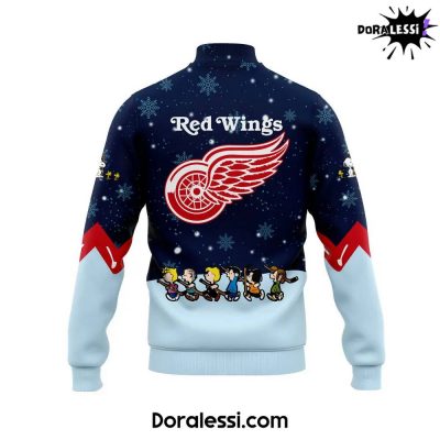 Detroit Red Wings Peanuts Snoopy Night Navy Baseball Jacket