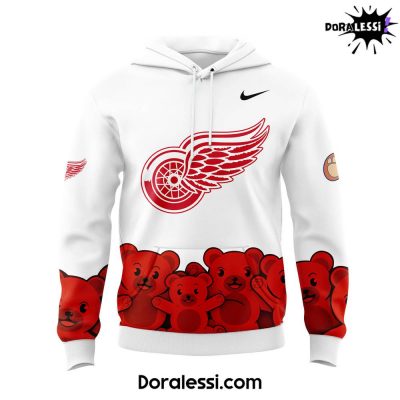 Detroit Red Wings Teddy Bear Toss White Hoodie