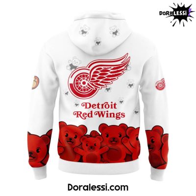 Detroit Red Wings Teddy Bear Toss White Hoodie