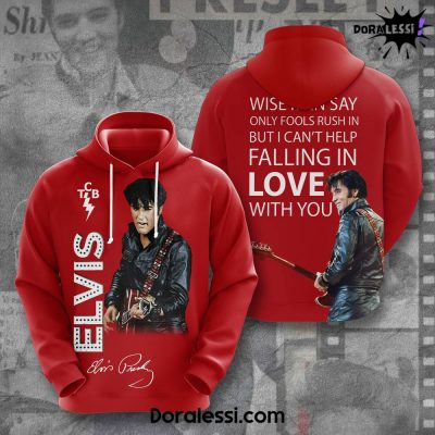 Elvis Presley Wise Men Say Premium Red Hoodie