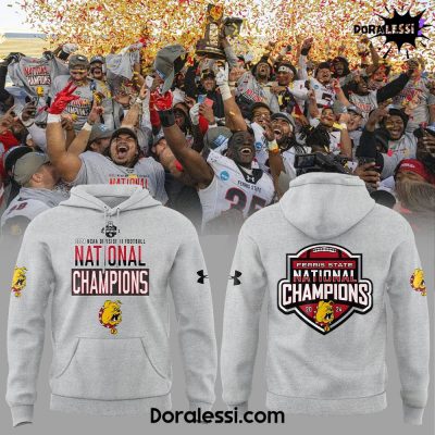 Ferris State Football 2024 NCAA DIVISION II NATIONAL CHAMPIONSHIP Gray Hoodie