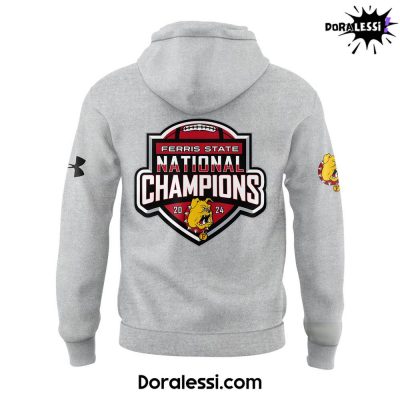 Ferris State Football 2024 NCAA DIVISION II NATIONAL CHAMPIONSHIP Gray Hoodie