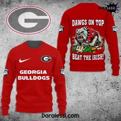 Georgia Bulldogs “Dawgs On Top Beat The Irish” Red Sweatshirt