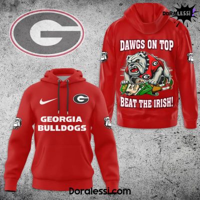 Georgia Bulldogs “Dawgs On Top Beat The Irish” Red Hoodie