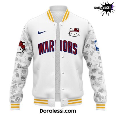 Golden State Warriors x Hello Kitty Night 2024 White Baseball Jacket