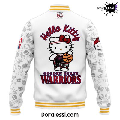 Golden State Warriors x Hello Kitty Night 2024 White Baseball Jacket