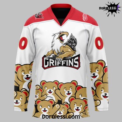 Grand Rapids Griffins Teddy Bear Toss Personalization White Hockey Jersey