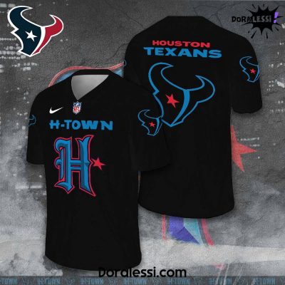 Houston Texans HTown Collar Logo Black Football Jersey