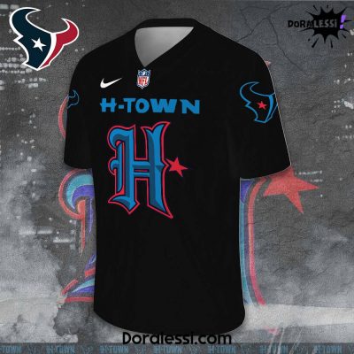 Houston Texans HTown Collar Logo Black Football Jersey