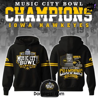 Iowa Hawkeyes Transperfect Music City Bowl Champions Black Hoodie