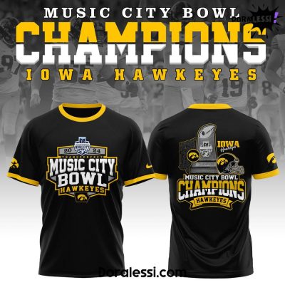 Iowa Hawkeyes Transperfect Music City Bowl Champions Black Tee