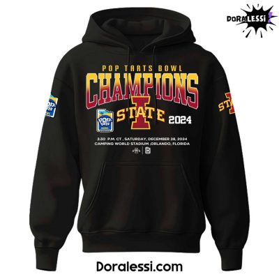 Iowa State Cyclones Pop Tarts Bowl 2024 Champion Black Hoodie