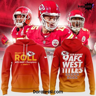 Kansas City Chiefs Ready To Roll AFC East Champions Red Gradient Hoodie