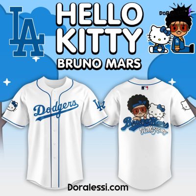 Los Angeles Dodgers 2024 MLB Bruno Mars And Hello Kitty Collab Baseball Jersey