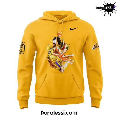 Los Angeles Lakers One Piece Luffy Night Yellow Hoodie