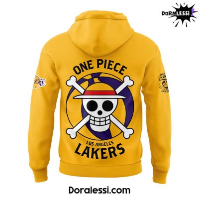 Los Angeles Lakers One Piece Luffy Night Yellow Hoodie