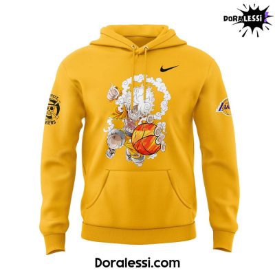 Luffy Gear 5 are joining the Lakers for One Piece Night Yellow Hoodie