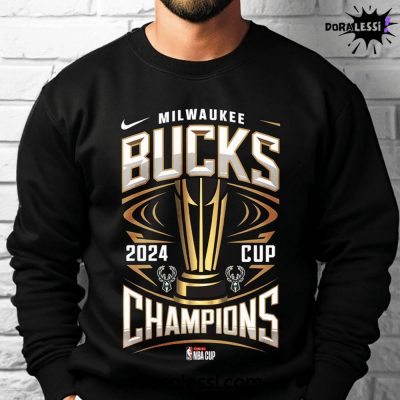 Milwaukee Bucks Emirates Basketball 2024 Championship Black Sweatshirt