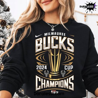 Milwaukee Bucks Emirates Basketball 2024 Championship Black Sweatshirt