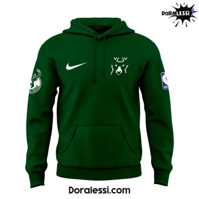 Milwaukee Bucks Mascot Logo Green Hoodie