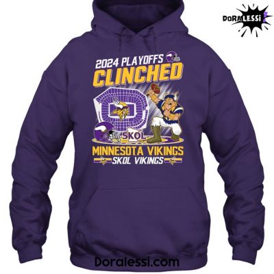 Minnesota Vikings 2024 Playoffs Clinched Skol Vikings Purple Hoodie