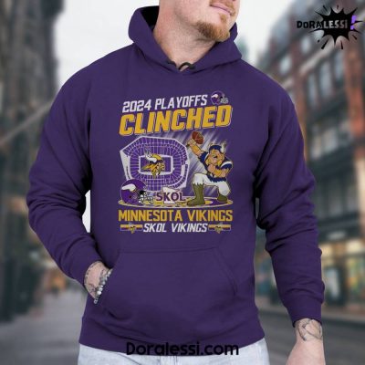 Minnesota Vikings 2024 Playoffs Clinched Skol Vikings Purple Hoodie