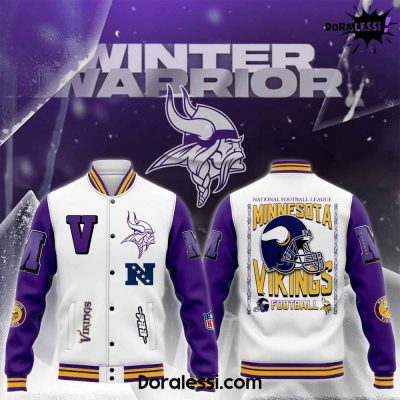 Minnesota Vikings 2024 Winter Warrior Skol Vikings White Baseball Jacket