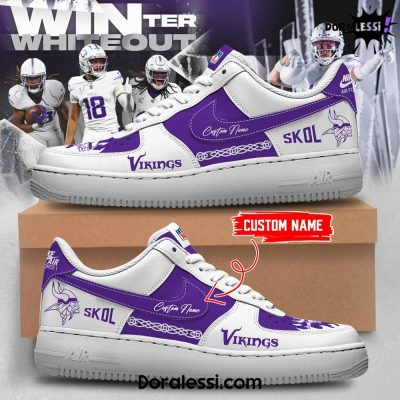 Minnesota Vikings NFL Winter White Out Personalized Air Force 1 Sneaker