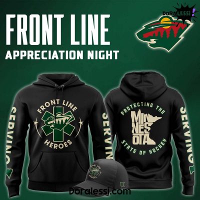 Minnesota Wild x 2025 Front Line Appreciation Night Premium Limited Black Hoodie 1