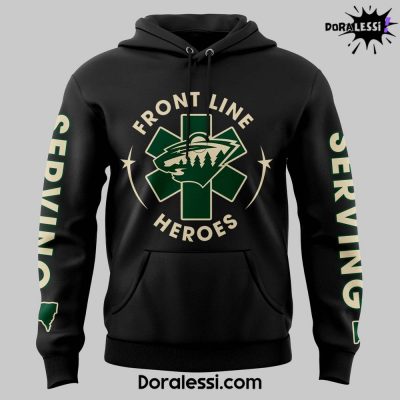 Minnesota Wild x 2025 Front Line Appreciation Night Premium Limited Black Hoodie 2