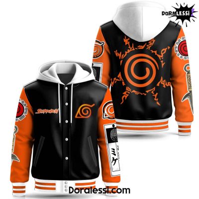 Naruto Shippuden Seal Of Nine-Tail Fox Hooded Baseball Jacket