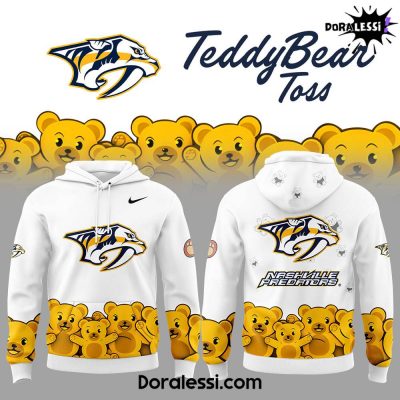 Nashville Predators Teddy Bear Toss White Hoodie