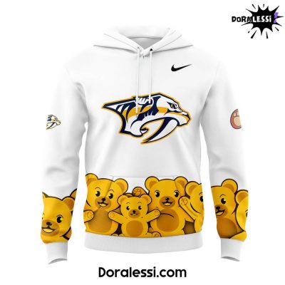 Nashville Predators Teddy Bear Toss White Hoodie