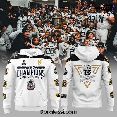 Navy Midshipmen C.I.C Trophy Champions Limited Edition 2024 White Hoodie