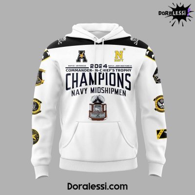 Navy Midshipmen C.I.C Trophy Champions Limited Edition 2024 White Hoodie