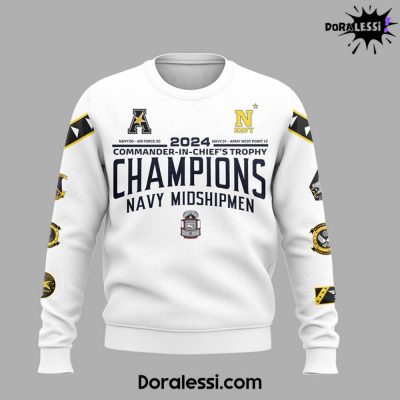 Navy Midshipmen C.I.C Trophy Champions Limited Edition 2024 White Sweatshirt