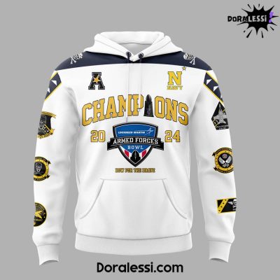 Navy Midshipmen Lockheed Martin Armed Forces Bowl Champions White Hoodie