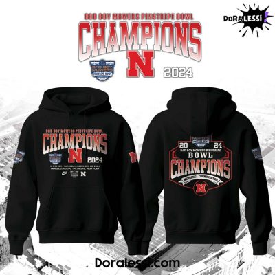 Nebraska Cornhuskers Bad Boy Mowers Pinstripe Bowl Champions Black Hoodie